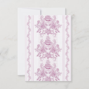 Frans chic, roze, toile, floral, patroon, Victoria Bedankkaart
