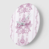 Frans chic, roze, toile, floral, patroon, Victoria Grote Klok (Hoek)