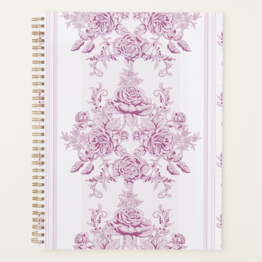 Frans chic, roze, toile, floral, patroon, Victoria Planner (Voorkant)