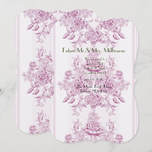 Frans chic, roze, toile, floral, patroon, Victoria Save The Date (Voorkant / Achterkant)