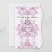Frans chic, roze, toile, floral, patroon, Victoria Save The Date (Voorkant)