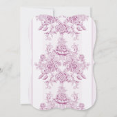 Frans chic, roze, toile, floral, patroon, Victoria Save The Date (Achterkant)
