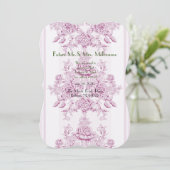 Frans chic, roze, toile, floral, patroon, Victoria Save The Date (Staand voorkant)