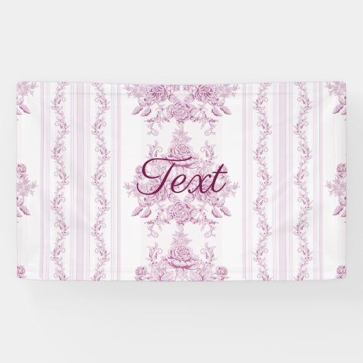 Frans chic, roze, toile, floral, patroon, Victoria Spandoek (Horizontaal)