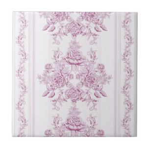 Frans chic, roze, toile, floral, patroon, Victoria Tegeltje