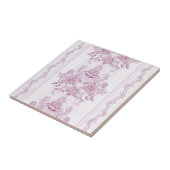 Frans chic, roze, toile, floral, patroon, Victoria Tegeltje (Zijkant)
