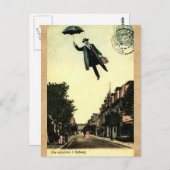 Frans Chic Umbrella Flying Man Briefkaart (Voorkant / Achterkant)
