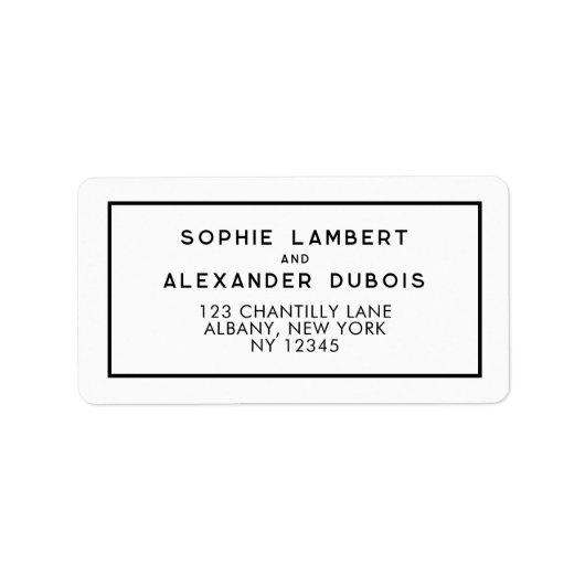 Frans chique minimale retour adres bruiloft etiket (Voorkant)