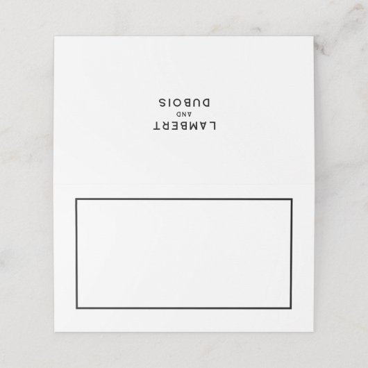 Frans Chique Minimale Zwart & Wit Bruiloft Plaatskaartje (Buitenkant ongevouwen)