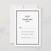 Frans Chique Minimale Zwart & Wit Bruiloft RSVP (Voorkant)