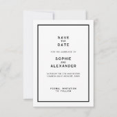 Frans Chique Minimale Zwart & Wit Bruiloft Save The Date (Voorkant)