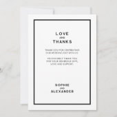Frans Chique Minimale Zwart & Wit Huwelijksfoto Bedankkaart (Voorkant)