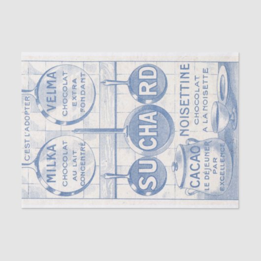 Frans Chocolade en Blauw Keuken - Ontkoppeling Tissuepapier (Voorkant)