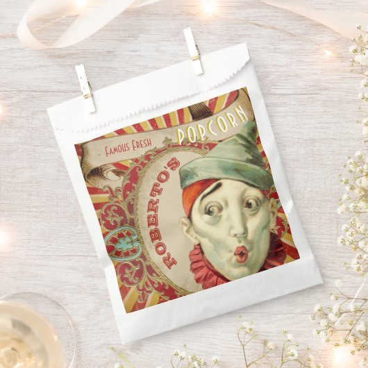  Frans Circus Clown Popcorn Bag Bedankzakje (Geknipt)