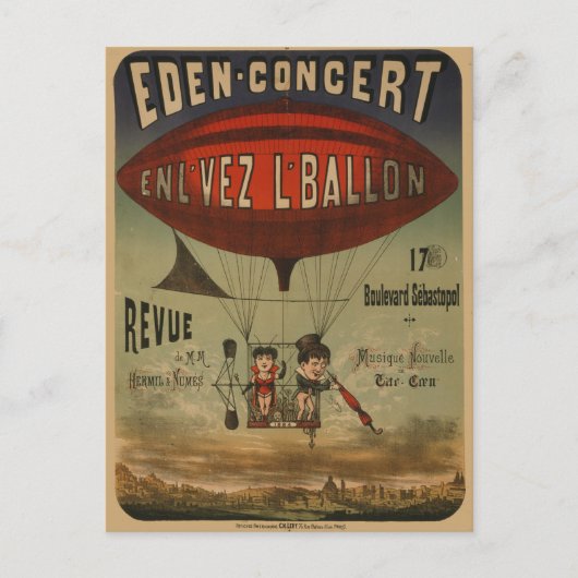 Frans circus Poster van twee artiesten in luchtsch Briefkaart (Voorkant)