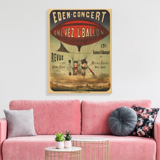 Frans circus Poster van twee artiesten in luchtsch Canvas Afdruk (Insitu (Woonkamer))