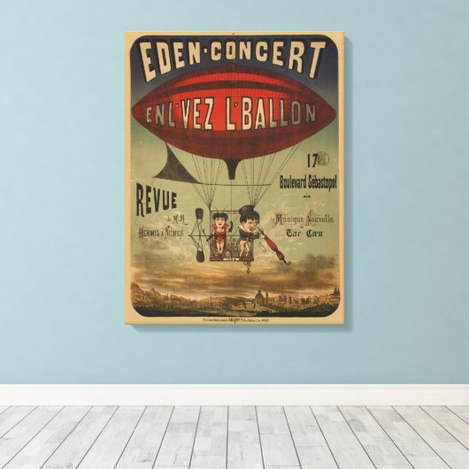 Frans circus Poster van twee artiesten in luchtsch Canvas Afdruk (Insitu (Houten vloer))