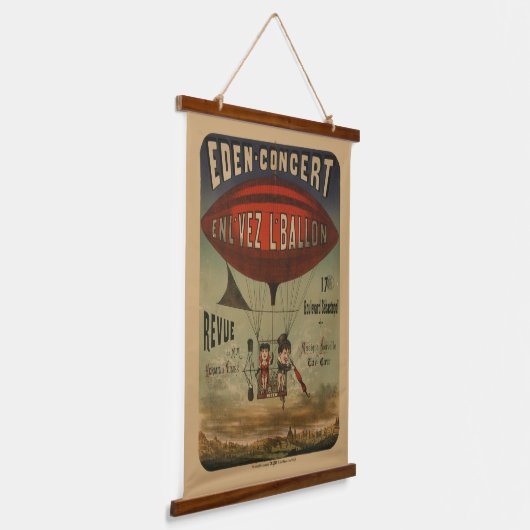 Frans circus Poster van twee artiesten in luchtsch Hangend Wandkleed (Gebogen)