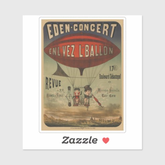 Frans circus Poster van twee artiesten in luchtsch Sticker (Vel)