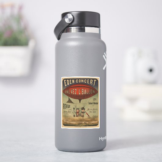 Frans circus Poster van twee artiesten in luchtsch Sticker (HydroFlask)
