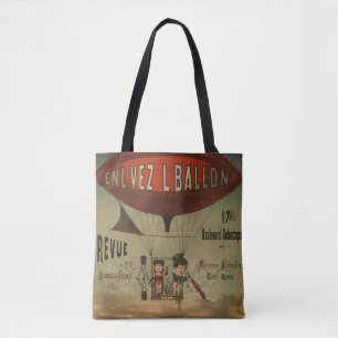 Frans circus Poster van twee artiesten in luchtsch Tote Bag