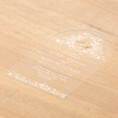  Frans Classic Elegant Goud Bloemen Bruiloft Acryl Uitnodigingen (Laagn)