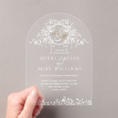  Frans Classic Elegant Goud Bloemen Bruiloft Acryl Uitnodigingen (Insitu (Draagbaar))