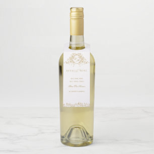 Frans Classic Elegant Goud Bloemen Bruiloft Flessenhanger