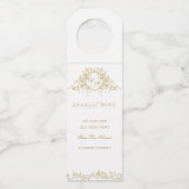  Frans Classic Elegant Goud Bloemen Bruiloft Flessenhanger (Voorkant)