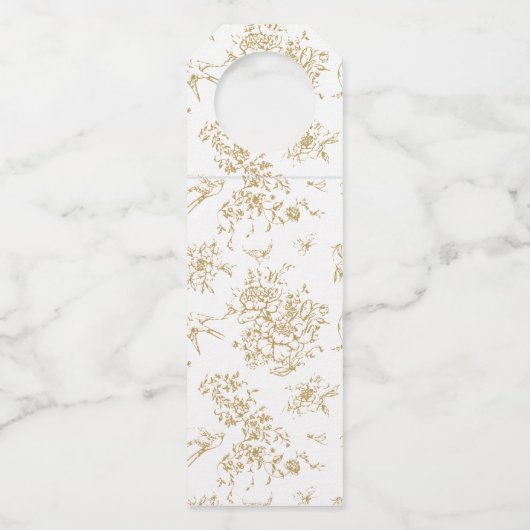 Frans Classic Elegant Goud Bloemen Bruiloft Flessenhanger (Achterkant)