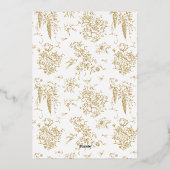 Frans Classic Elegant Goud Bloemen Bruiloft Folie Uitnodiging (Achterkant)