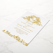 Frans Classic Elegant Goud Bloemen Bruiloft Folie Uitnodiging (Gedraaid)