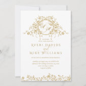  Frans Classic Elegant Goud Bloemen Bruiloft Kaart (Voorkant)