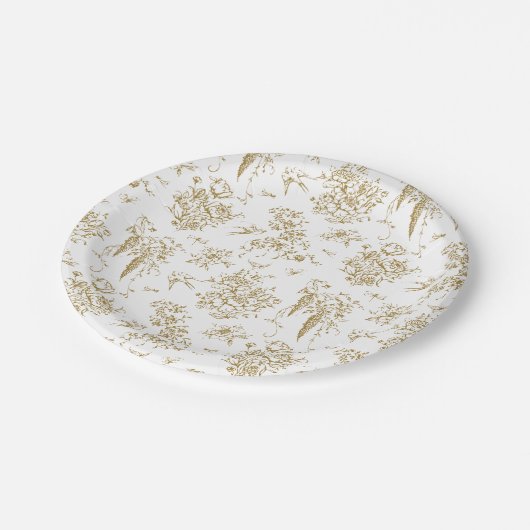  Frans Classic Elegant Goud Bloemen Bruiloft Papieren Bordje (Gekanteld)