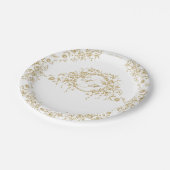  Frans Classic Elegant Goud Bloemen Bruiloft Papieren Bordje (Gekanteld)