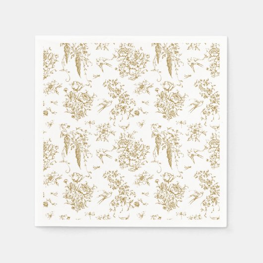  Frans Classic Elegant Goud Bloemen Bruiloft Servet (Voorkant)