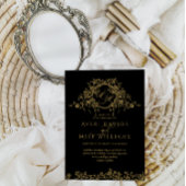 Frans Classic Elegant Goud Zwart Bruiloft Kaart