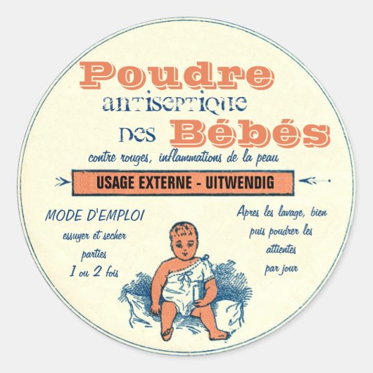  Frans cosmeticabel voor Baby Ronde Sticker (Voorkant)