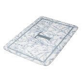 Frans Cottage Blauw Wit Bloemen Monogram Badmat (Gekanteld)