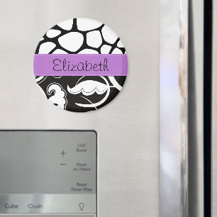 Frans Damask, Giraffe, Black and White, Jouw naam Magneet