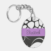 Frans Damask, Giraffe, Black and White, Jouw naam Sleutelhanger (Voorkant Links)