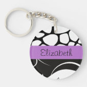 Frans Damask, Giraffe, Black and White, Jouw naam Sleutelhanger (Voorkant)