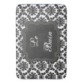 Frans Damasontwerp zwart-wit Bath Mat (Voorkant Verticaal)