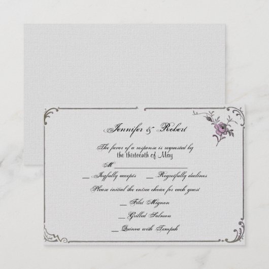 Frans Deco Lijst Posh Huwelijksreactie Kaart (Voorkant / Achterkant)