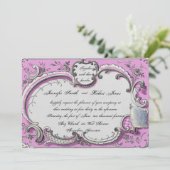 Frans Deco Lijst Posh Wedding Uitnodiging (Staand voorkant)