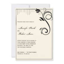 Frans Deco Roos Zwart Cream Bruiloft Uitnodiging