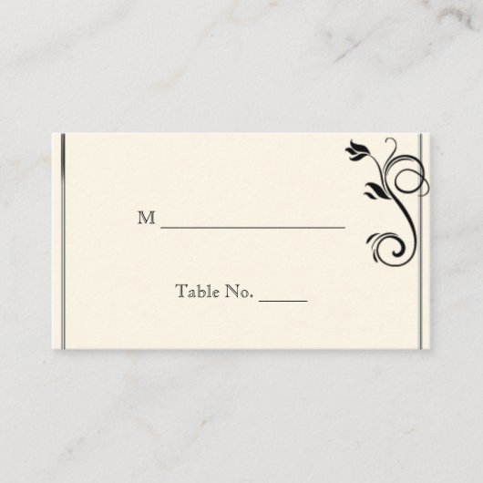 Frans Deco Roos Zwart Cream Trouwplaats Kaarten Plaatskaartje (Voorkant)