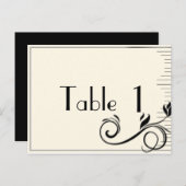 Frans Deco Roos Zwart Cream Trouwtafel Nummer Briefkaart (Voorkant / Achterkant)