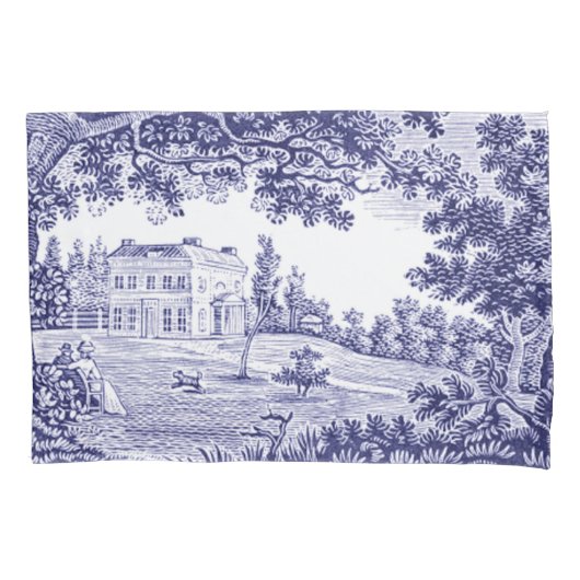 Frans Decor Blue Toile Kussensloop (Voorkant)