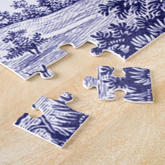 Frans Decor Blue Toile Legpuzzel (Zijkant)